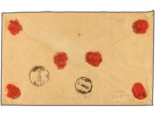 ✉ ESPAÑA. Ed. 217 y 223. 1893. SANTANDER a PRAGA. 10 c. cast