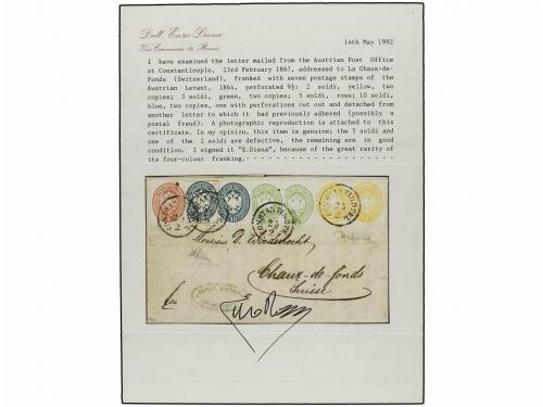 ✉ LEVANTE: CORREO AUSTRIACO. 1867. CONSTANTINOPLE to CHAUX-D