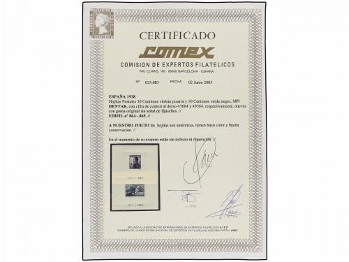 ** ESPAÑA. Ed. 864/65. HB SIN DENTAR. LUJO. Cert. COMEX. 