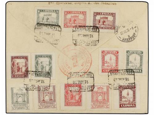 ✉ ESPAÑA. Ed. 814/30. 1938. SAN SEBASTIÁN a DAVOS (Suiza). S