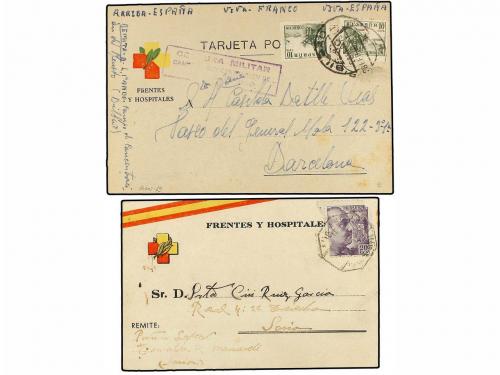 ✉ ESPAÑA GUERRA CIVIL. FRENTES y HOSPITALES. Conjunto de 5 t