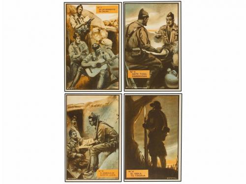 ✉ ESPAÑA GUERRA CIVIL. SERIE COMPLETA de 12 tarjetas postale