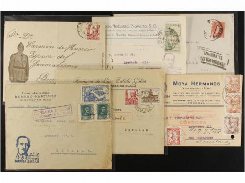 ✉ ESPAÑA GUERRA CIVIL. Conjunto de 28 cartas con el busto de