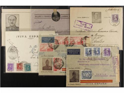 ✉ ESPAÑA GUERRA CIVIL. Conjunto de 28 cartas con el busto de