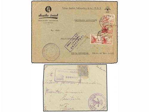 ✉ ESPAÑA GUERRA CIVIL. FALANGE ESPAÑOLA. Conjunto de 9 carta