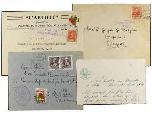 ✉ ESPAÑA GUERRA CIVIL. FRENTES y HOSPITALES. Conjunto de 7 c