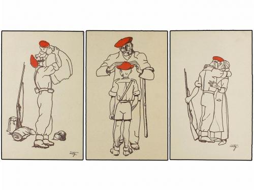 ✉ ESPAÑA GUERRA CIVIL. REQUETES. Serie completa de seis tarj