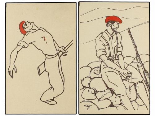 ✉ ESPAÑA GUERRA CIVIL. REQUETES. Serie completa de seis tarj