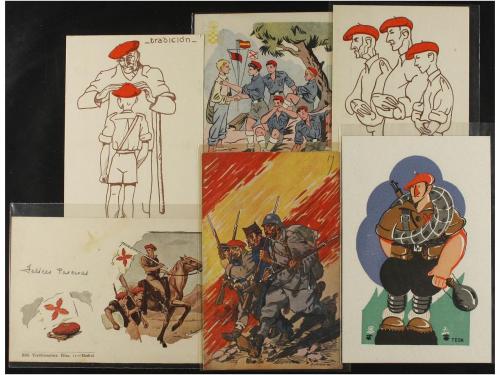 ✉ ESPAÑA GUERRA CIVIL. REQUETES. Conjunto de 11 tarjetas pos