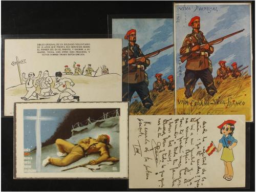 ✉ ESPAÑA GUERRA CIVIL. REQUETES. Conjunto de 11 tarjetas pos
