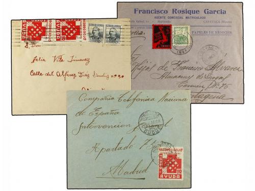 ✉ ESPAÑA GUERRA CIVIL. Conjunto de siete cartas con viñetas 