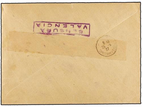 ✉ ESPAÑA GUERRA CIVIL. 1937. VALENCIA a PARÍS. Precioso fran