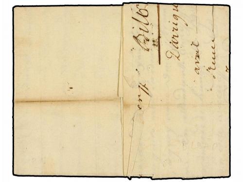 ✉ ESPAÑA: PREFILATELIA. 1732. BILBAO a BURDEOS. Marca BIL/BA