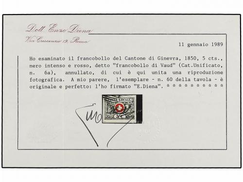 ° SUIZA. Zu. 10. 1850. 5 cts. black and red, tied by BLACK G