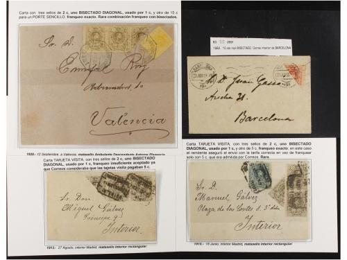 LOTES y COLECCIONES. ESPAÑA. Colección de SELLOS BISECTADOS 