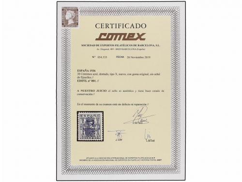 ** ESPAÑA. Ed. 801. 30 cts. azul. Excelente centraje. LUJO. 