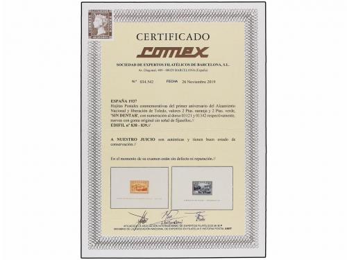 ** ESPAÑA. Ed. 838/39. HB SIN DENTAR. LUJO. Cert. COMEX. 
