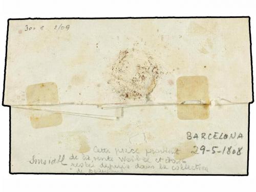 ✉ ESPAÑA: PREFILATELIA. 1808. BARCELONA a FRANCIA. Marca BAU