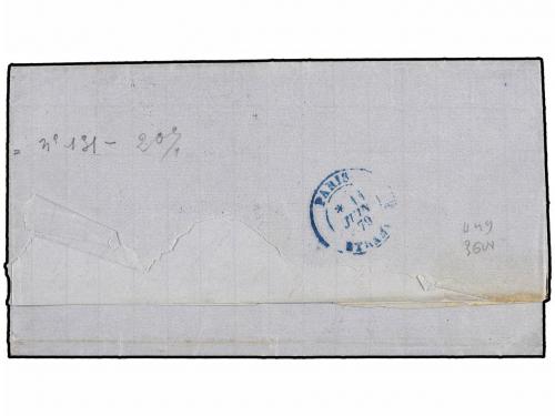 ✉ CUBA. Ed. 53 (2). 1879. SANTIAGO DE CUBA a PARÍS. 50 cts. 