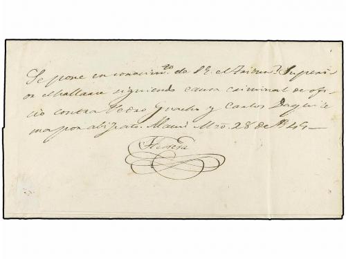 ✉ ECUADOR. 1849. ALUSI a QUITO. Marca ALAUSI/FRANCA en rojo.