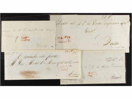 ✉ ECUADOR. 1840-1850. Conjunto de 26 cartas y plicas judicia