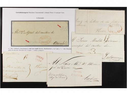 ✉ ECUADOR. 1840-1850. Conjunto de 26 cartas y plicas judicia