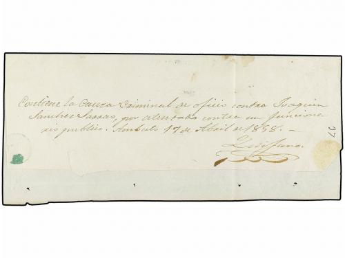 ✉ ECUADOR. 1855. AMBATO a QUITO. Marca lineal FRANCA en rojo