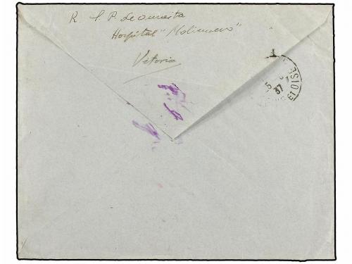 ✉ ESPAÑA GUERRA CIVIL. 1937. VITORIA a FRANCIA. Sellos de 10