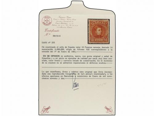 * ESPAÑA. Ed. 251, 254, 255. 40 cts. rosa, 4 pts. violeta y 