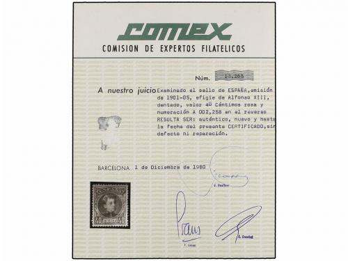 * ESPAÑA. Ed. 251, 254, 255. 40 cts. rosa, 4 pts. violeta y 