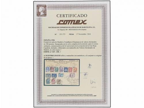 ✉ ESPAÑA. Ed. 325/38. 1926. FRONTAL. MADRID a DINAMARCA. Ser