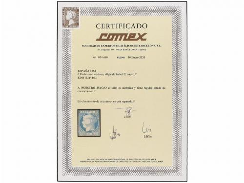 (*) ESPAÑA. Ed. 16. 6 reales azul verdoso. Márgenes completo