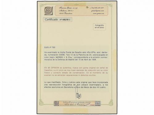 ** ESPAÑA. Ed. 760. HB Aéreo + 5 pts. azul. Excelente calida