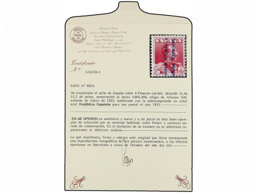 * ESPAÑA. Ed. 602A. 4 pts. carmín violeta. Sello puesto a la