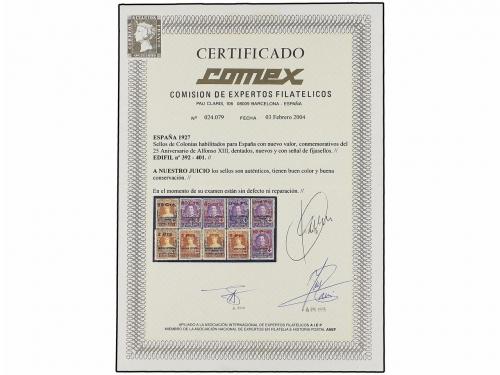 * ESPAÑA. Ed. 392/401. SERIE COMPLETA. Muy bonita. Cert. COM