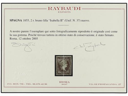 * ESPAÑA. Ed. 42. 2 reales violeta. PIEZA DE LUJO. Cert. RAY