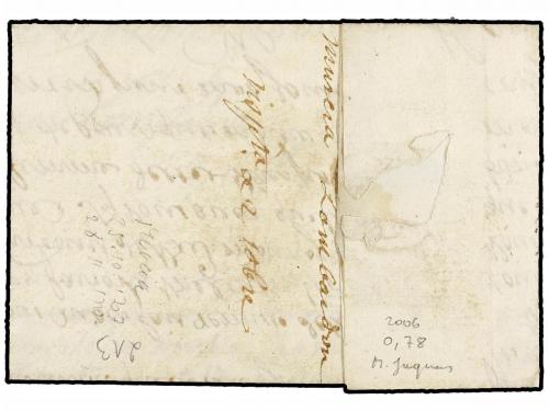 ✉ ESPAÑA: PREFILATELIA. 1707 (25 Octubre). MURCIA a LILLE (F