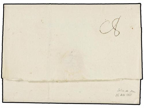 ✉ ESPAÑA: PREFILATELIA. 1813. SELVA DE MAR a GERONA. Marca 1