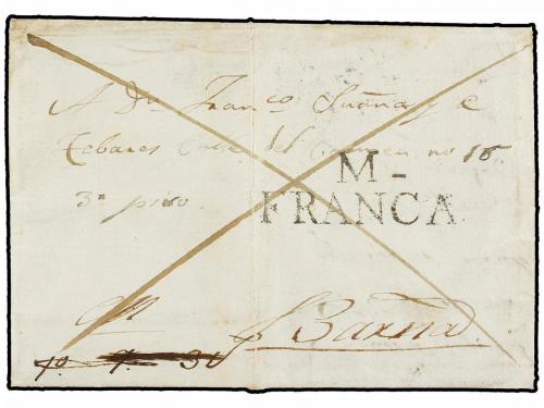 ✉ ESPAÑA: PREFILATELIA. 1841. MANRESA a BARCELONA. Marca M/F
