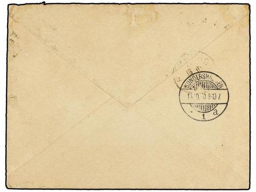 ✉ ESPAÑA. Ed. 221. 1890. MÁLAGA a HAMBURGO. 25 cts. azul ree