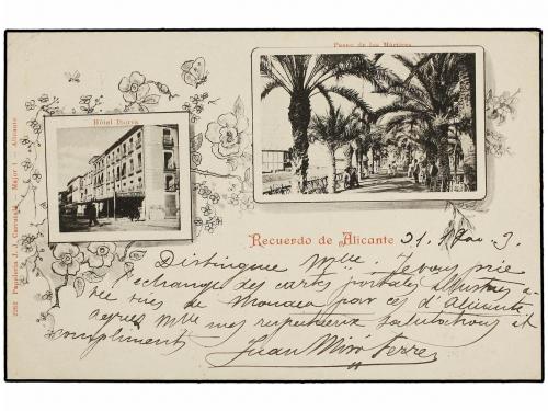 ✉ ESPAÑA. Ed. 218. 1900. ALICANTE a MÓNACO. Tarjeta Postal "
