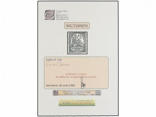 * ESPAÑA. Ed. 150. 1 pta. verde. MAGNÍFICO EJEMPLAR. Dictame