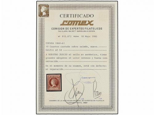 (*) ESPAÑA. Ed. 54. 19 cuartos castaño. PIEZA DE LUJO. Cert.