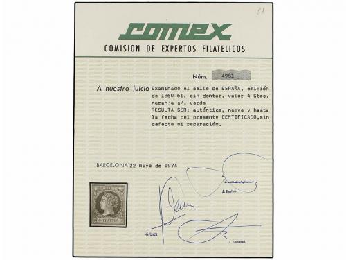 (*) ESPAÑA. Ed. 52. 4 cuartos amarillo. PIEZA DE LUJO. Cert.