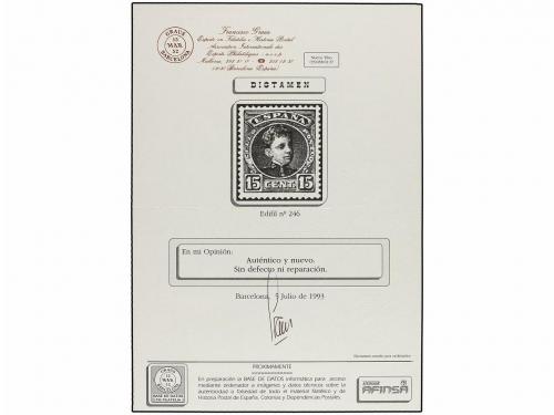 ** ESPAÑA. Ed. 246. 15 cts. violeta. PIEZA DE LUJO. Dictamen