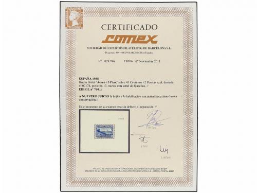 * ESPAÑA. Ed. 760. HB Aéreo + 5 pts. azul. Leve señal de fij