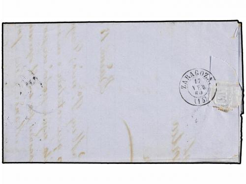 ✉ ESPAÑA. Ed. 48. 1860. BARCELONA a ZARAGOZA. 4 cuartos rojo