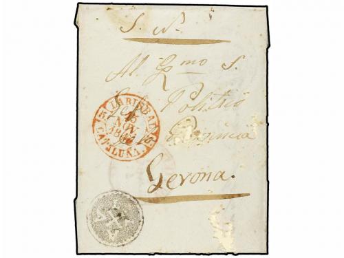 ✉ ESPAÑA. 1845. LA BISBAL a GERONA. Fechador de LA BISBAL y 