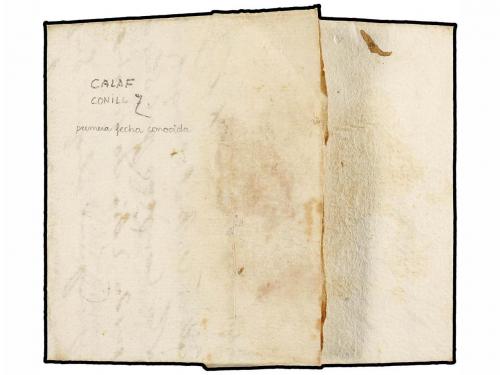 ✉ ESPAÑA. 1766. CONILL a BERGA. Marca +/CATALUÑA de CALAF. P