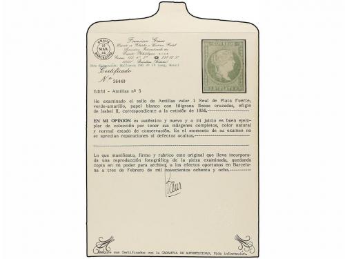 * COLONIAS ESPAÑOLAS: ANTILLAS. Ant. 5. 1/2 real verde amari